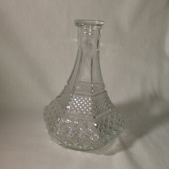 Vtg Wexford Pattern Diamond Glass Carving Decanter W Stopper  Glass Decanter Hexagon Wexford Sq Diamond Pattern